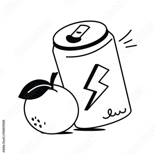 Energy drink hand drawn icon in modern style
