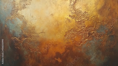 Metallic old grunge copper-bronze rusty texture, gold effect background wallpaper