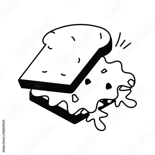 Tasty sandwich with layers, fast food concept icon