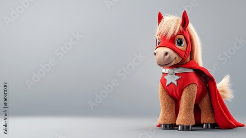 Cute Superhero Pony in Costume - Adorable Animal Portrait Highlighting Playful Creativity in Children's Storytelling and Imaginative Adventures