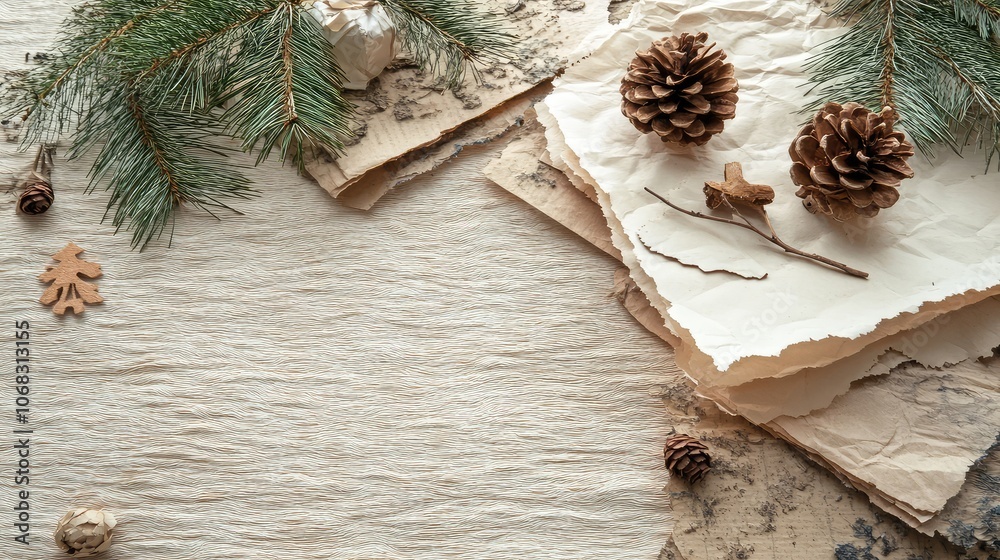 Handmade recycled paper with a natural fiber texture, adorned with subtle holiday motifs for an eco-friendly touch. Handmade recycled paper with a natural fiber texture, adorned with subtle holiday motifs for an eco-friendly touch.