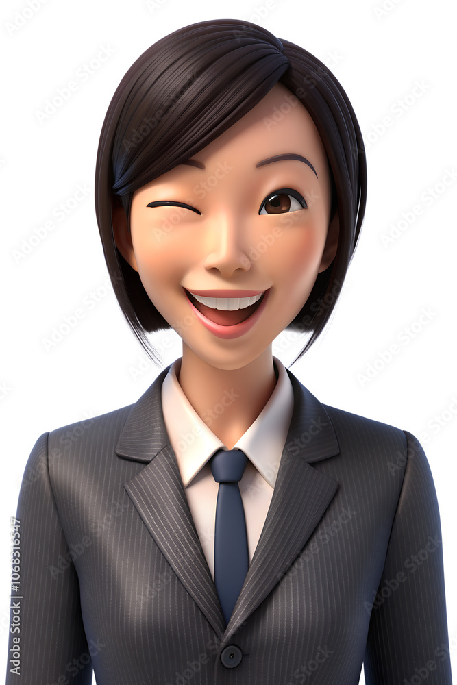 3d render style illustration of businesswoman winking 3d render style illustration of businesswoman winking