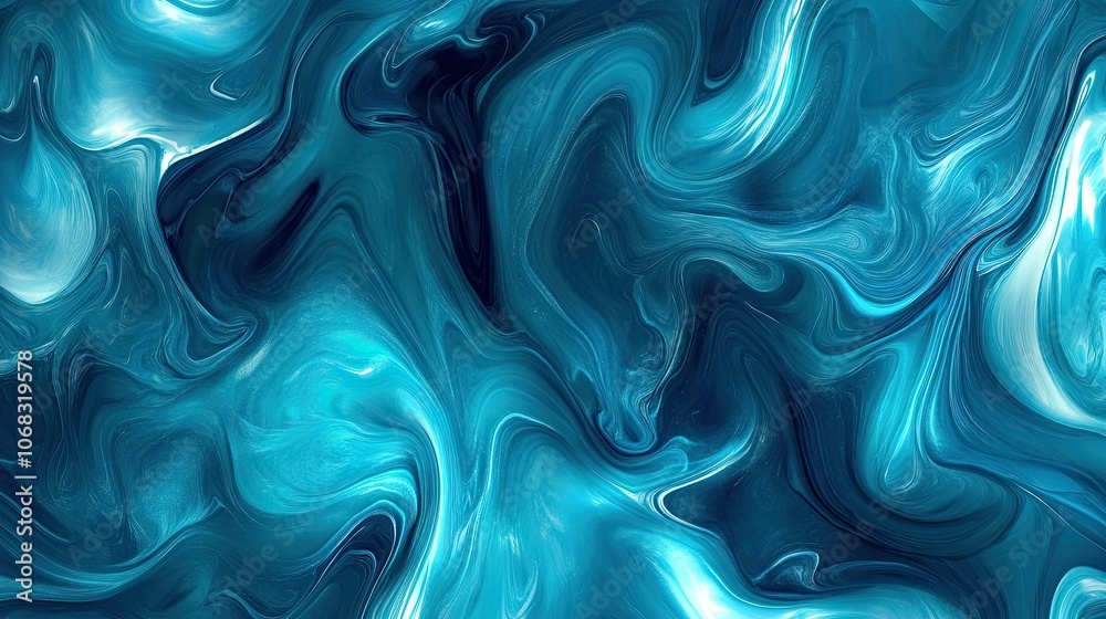 Obraz premium Captivating abstract artwork featuring vibrant teal and blue swirls, perfect for use as a background or design element in various creative projects.