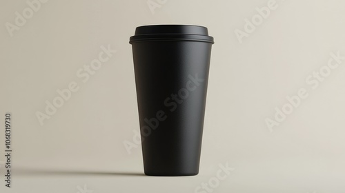 Minimalist Black Coffee Cup on Simple Background