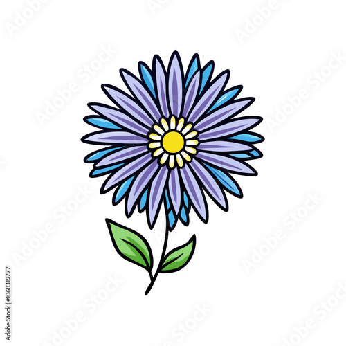 aster flower vector icon, vector flower illustration, flower icon - simple vector illustration of a aster flower, ideal for floral designs, botanical art, and nature-themed projects..