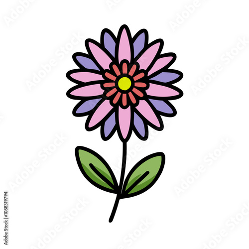 aster flower vector icon, vector flower illustration, flower icon - simple vector illustration of a aster flower, ideal for floral designs, botanical art, and nature-themed projects..