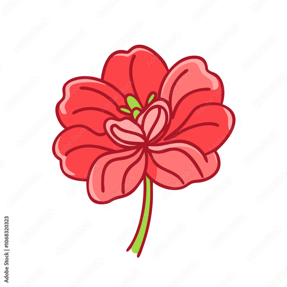 Obraz premium begonia flower vector icon, vector flower illustration, flower icon - simple vector illustration of a begonia flower, ideal for floral designs, botanical art, and nature-themed projects..
