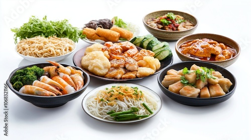 Wallpaper Mural collection of traditional asian food isolated on white background Torontodigital.ca