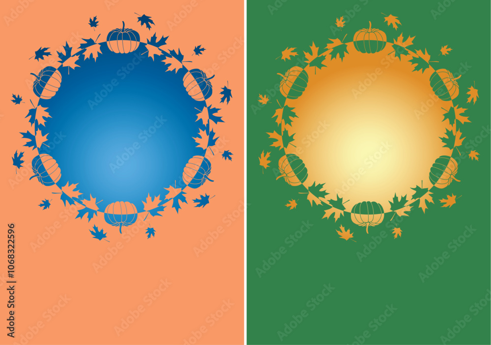 a4 vector banners with cut out decorative frames - pumpkins and maple leaves