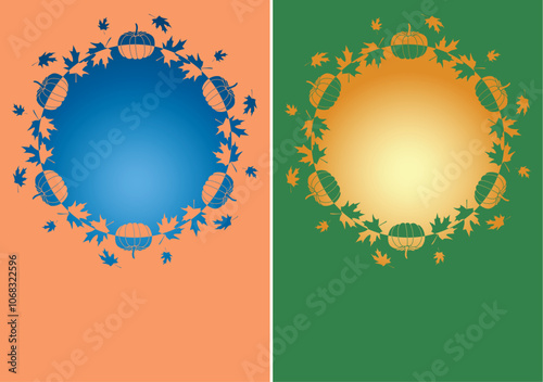Obraz na płótnie a4 vector banners with cut out decorative frames - pumpkins and maple leaves w salonie
