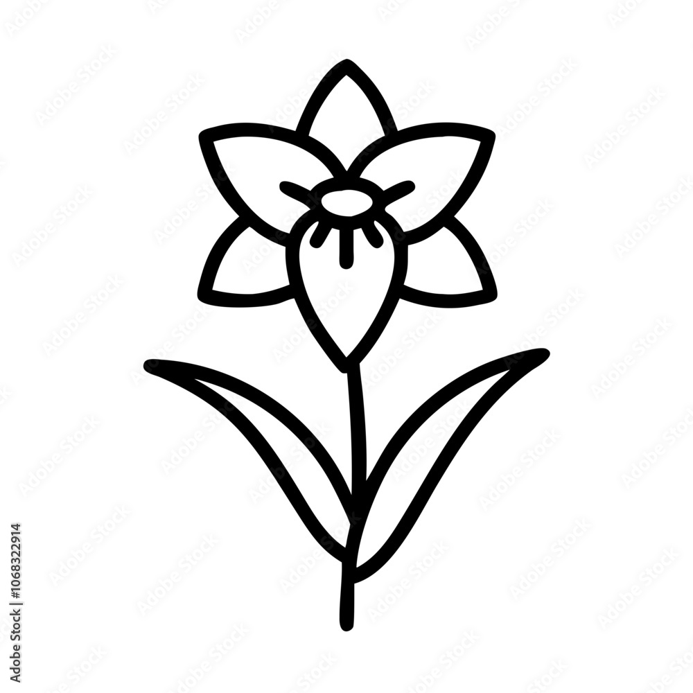 daffodi lflower vector icon, vector flower illustration, flower icon - simple vector illustration of a daffodi lflower, ideal for floral designs, botanical art, and nature-themed projects..