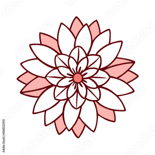 dahlia flower vector icon, vector flower illustration, flower icon - simple vector illustration of a dahlia flower, ideal for floral designs, botanical art, and nature-themed projects..