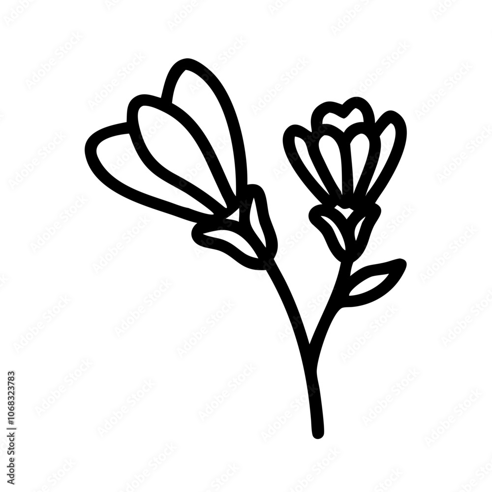 freesia flower vector icon, vector flower illustration, flower icon - simple vector illustration of a freesia flower, ideal for floral designs, botanical art, and nature-themed projects.. freesia flower vector icon, vector flower illustration, flower icon - simple vector illustration of a freesia flower, ideal for floral designs, botanical art, and nature-themed projects..