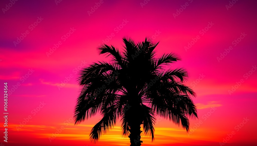 Palm Tree Silhouette at Sunset, Palm Tree Silhouette at Sunset,