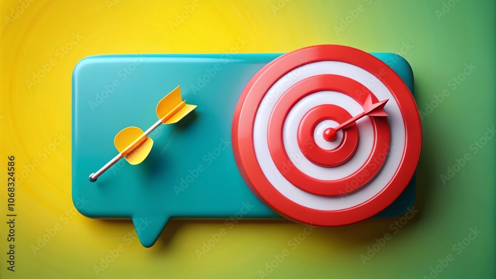 Creative Message Bubble and Target Illustration Design Representing Effective Communication Strategies in Marketing and Social Media Engagement for Digital Content Creation Creative Message Bubble and Target Illustration Design Representing Effective Communication Strategies in Marketing and Social Media Engagement for Digital Content Creation