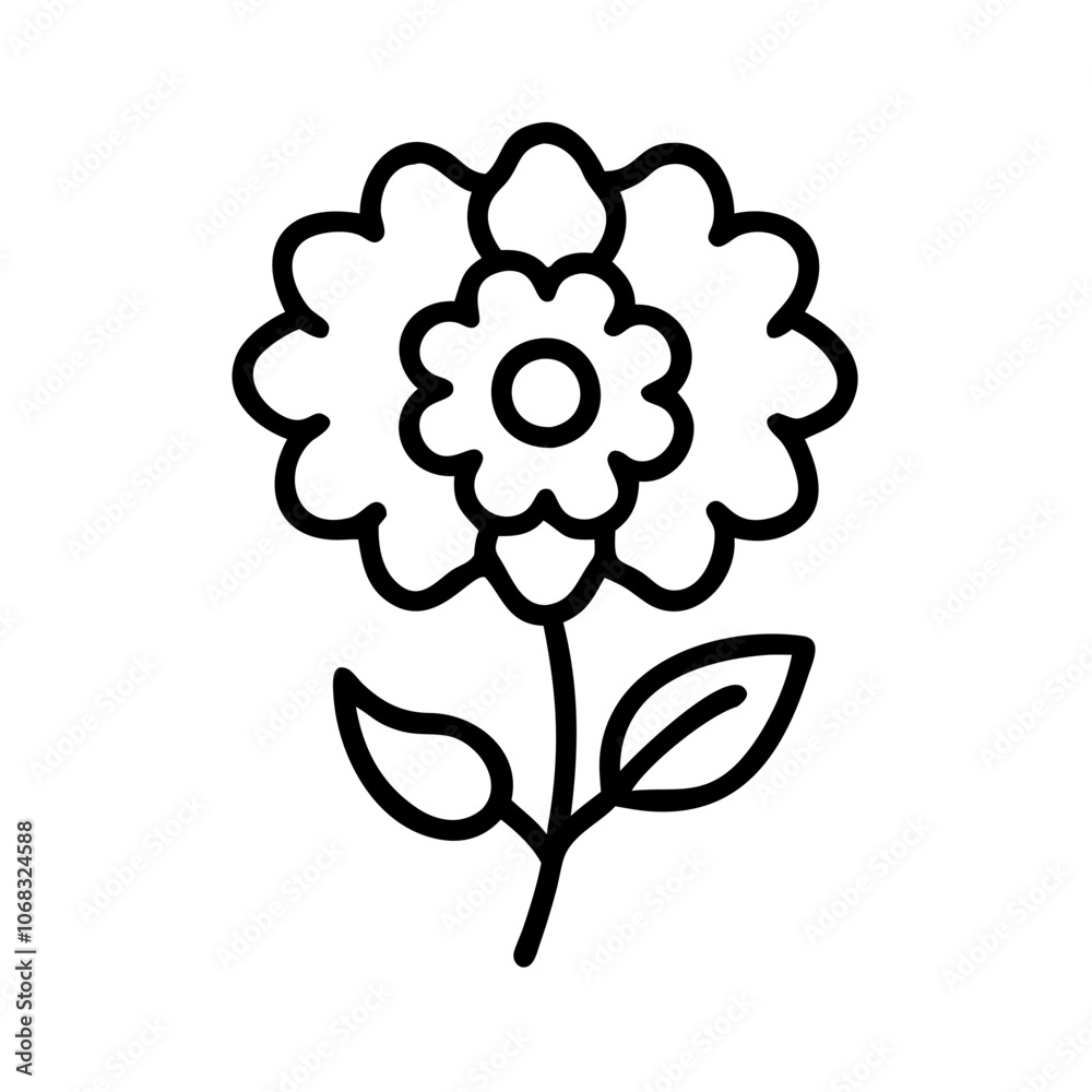 hydrangea  flower vector icon, vector flower illustration, flower icon - simple vector illustration of a hydrangea  flower, ideal for floral designs, botanical art, and nature-themed projects..