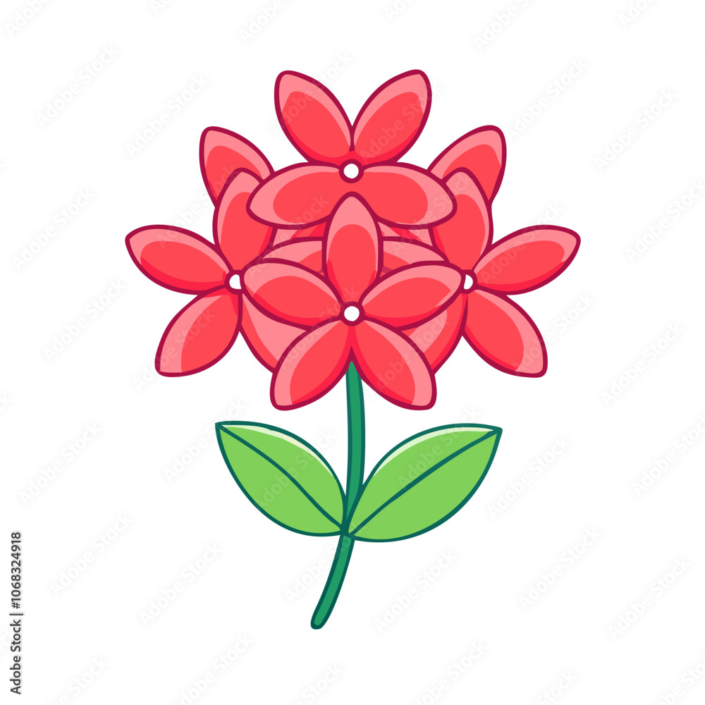 ixora flower vector icon, vector flower illustration, flower icon - simple vector illustration of a ixora flower, ideal for floral designs, botanical art, and nature-themed projects.. ixora flower vector icon, vector flower illustration, flower icon - simple vector illustration of a ixora flower, ideal for floral designs, botanical art, and nature-themed projects..