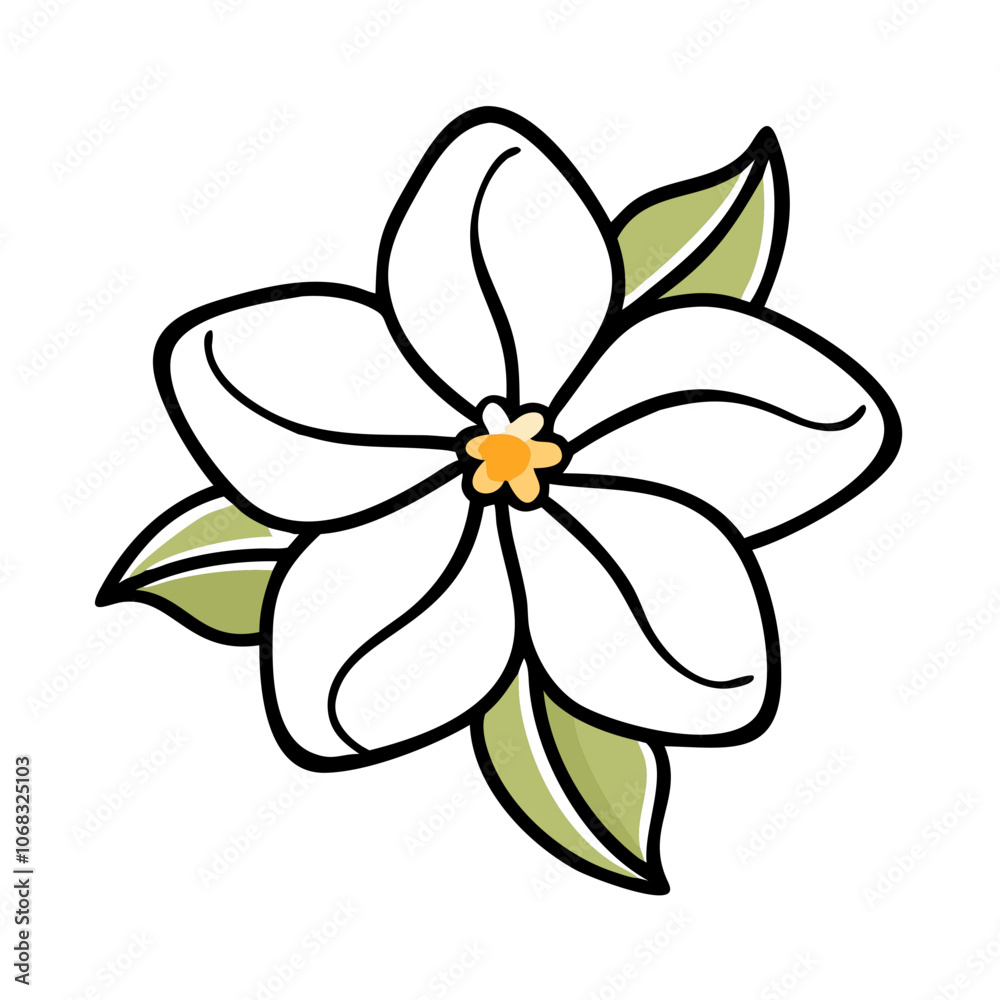 Obraz premium jasmine flower vector icon, vector flower illustration, flower icon - simple vector illustration of a jasmine flower, ideal for floral designs, botanical art, and nature-themed projects..