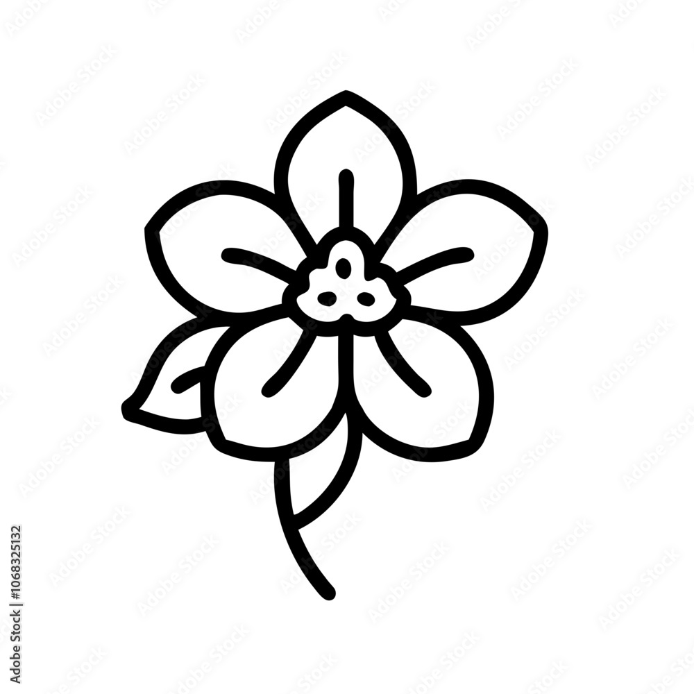 Obraz premium jasmine flower vector icon, vector flower illustration, flower icon - simple vector illustration of a jasmine flower, ideal for floral designs, botanical art, and nature-themed projects..