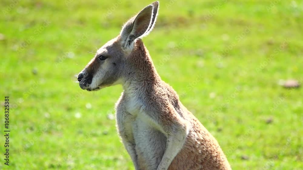 Close view big red kangaroo female. slow motion Close view big red kangaroo female. slow motion