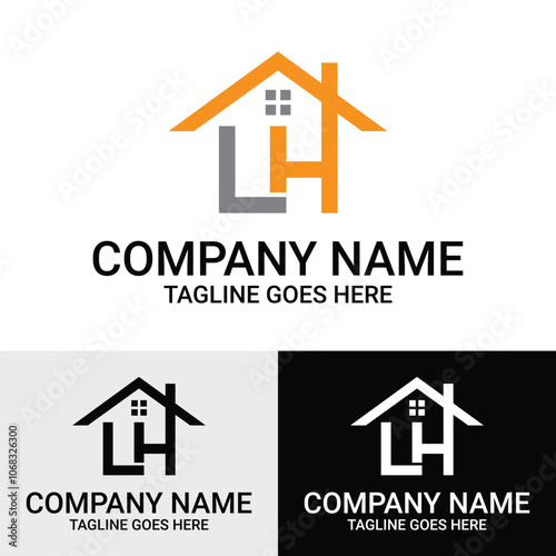 LH letter initial real estate vector logo design template