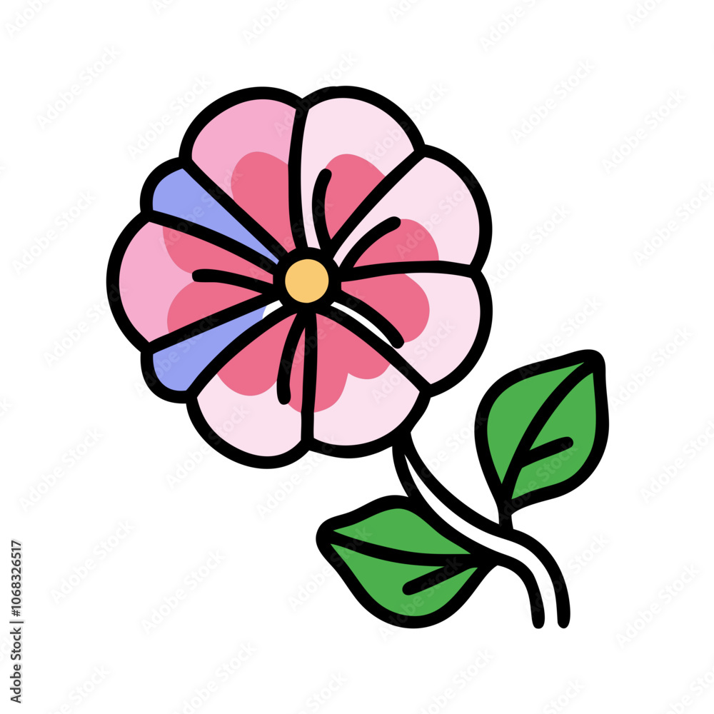 Fototapeta premium morning glory flower vector icon, vector flower illustration, flower icon - simple vector illustration of a morning glory flower, ideal for floral designs, botanical art, and nature-themed projects..