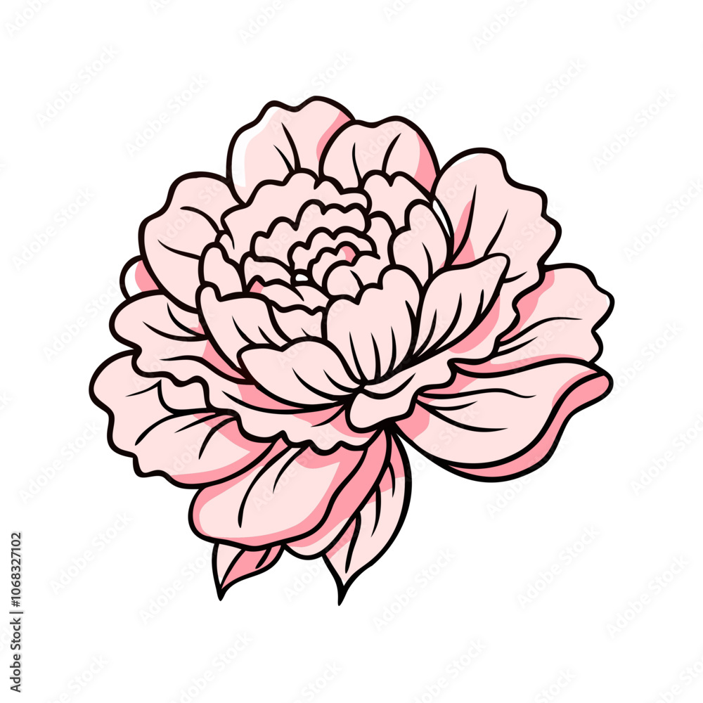 Fototapeta premium peony flower vector icon, vector flower illustration, flower icon - simple vector illustration of a peony flower, ideal for floral designs, botanical art, and nature-themed projects..