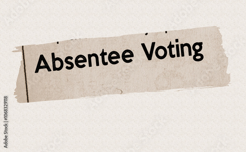 Absentee Voting - news story communication copy newspaper headline article title referring to election vocabulary UK in sepia