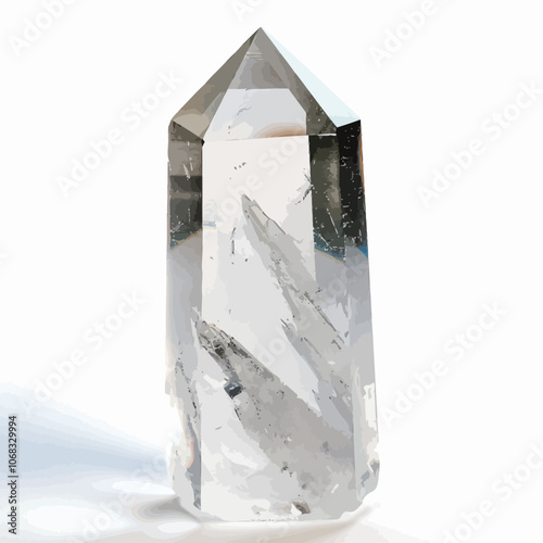 crystal quartz semigem geological mineral isolated on the white background 