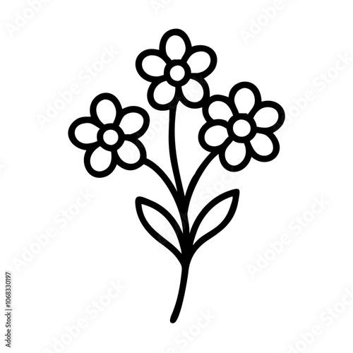 swee alyssumt flower vector icon, vector flower illustration, flower icon - simple vector illustration of a swee alyssumt flower, ideal for floral designs, botanical art, and nature-themed projects.. photo