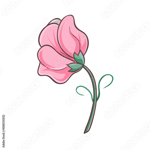 sweet pea flower vector icon, vector flower illustration, flower icon - simple vector illustration of a sweet pea flower, ideal for floral designs, botanical art, and nature-themed projects..