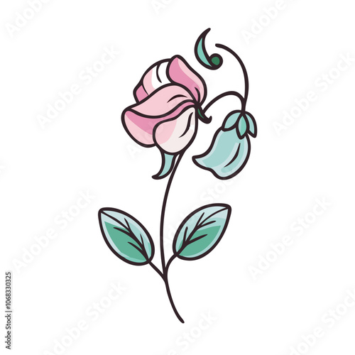 sweet pea flower vector icon, vector flower illustration, flower icon - simple vector illustration of a sweet pea flower, ideal for floral designs, botanical art, and nature-themed projects..