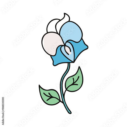 sweet pea flower vector icon, vector flower illustration, flower icon - simple vector illustration of a sweet pea flower, ideal for floral designs, botanical art, and nature-themed projects..