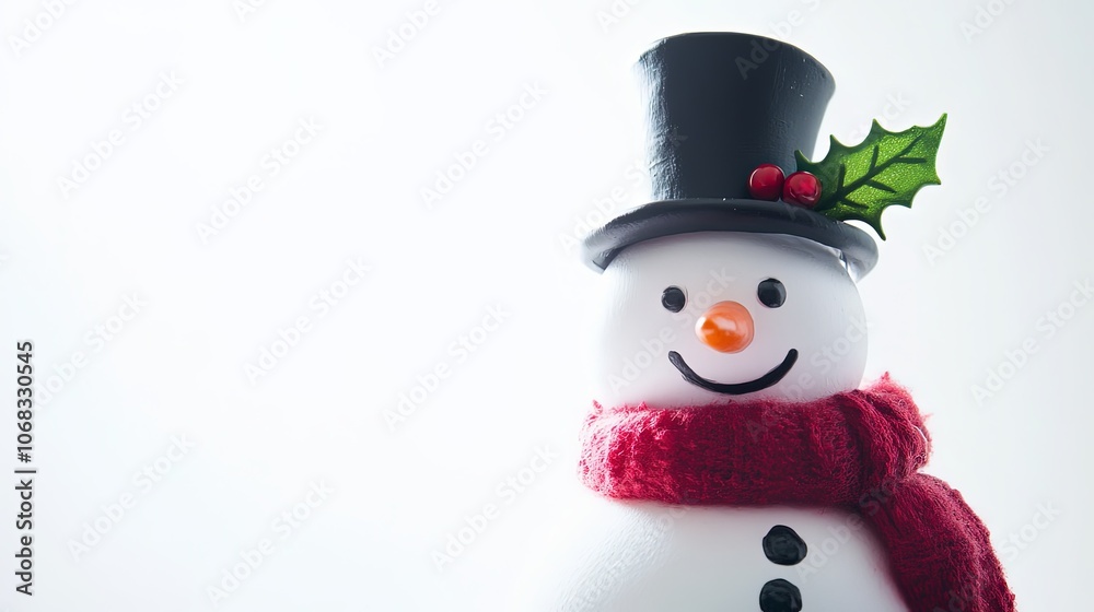 Festive Snowman with Red Scarf and Holly Ornament Festive Snowman with Red Scarf and Holly Ornament