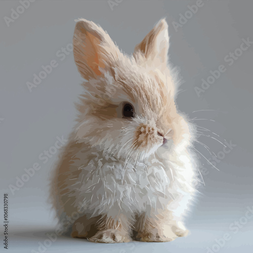 Cute little rabbit on gray background, closeup. Easter bunny 