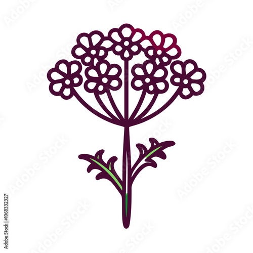 Stylized purple and green wildflower vector illustration, perfect for nature-themed designs, botanical logos, or decorative graphic elements.