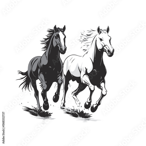 two wild horses running