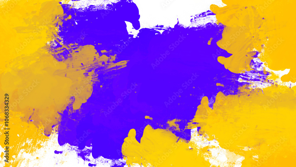 Abstract background with yellow and purple paint splatter. Abstract background with yellow and purple paint splatter.