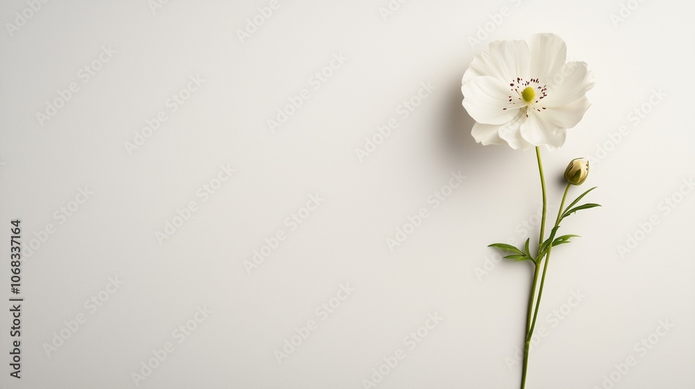 Elegant White Flower on Minimalist Background Elegant White Flower on Minimalist Background