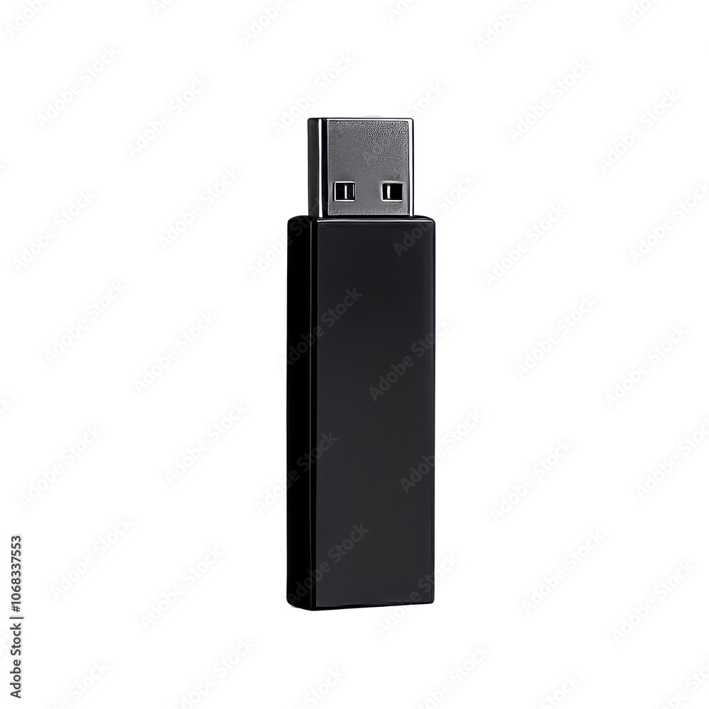 A black usb stick isolated over transparent background. PNG transparent. A black usb stick isolated over transparent background. PNG transparent.