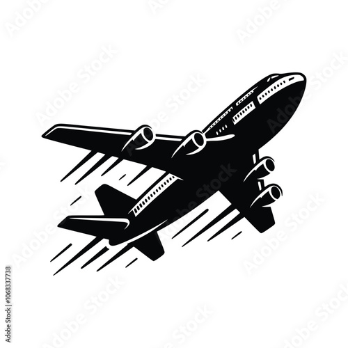 Airplane Black Vector,SVG,Airplane Svg, Airplane SCG, Travel Svg, Airplane Silhouette, Airplane Png, Aeroplane Svg, Airplane Heart Svg photo