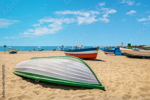 Obraz na płótnie Beach at La Carihuela district. Torremolinos, Spain w salonie