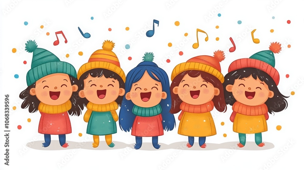 Fototapeta premium kids choir singing, celebration concept 