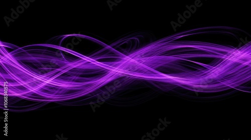 Purple Light Waves on Black Background