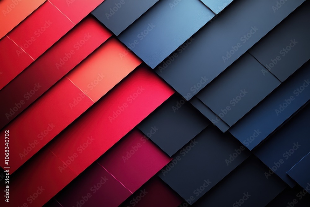 Abstract red and blue gradient geometric diagonal layer on black background. Abstract red and blue gradient geometric diagonal layer on black background.