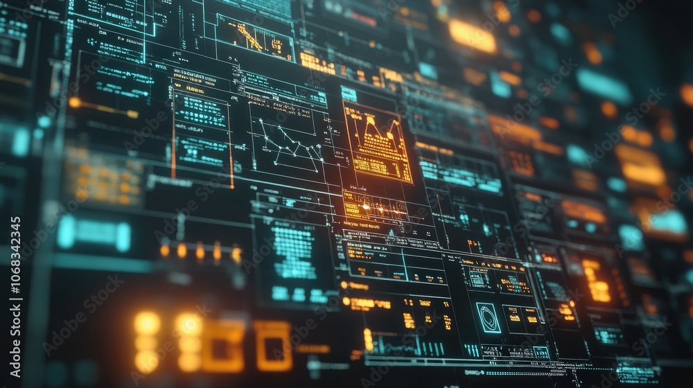 Obraz premium Digital Data Visualization with Graphs and Charts