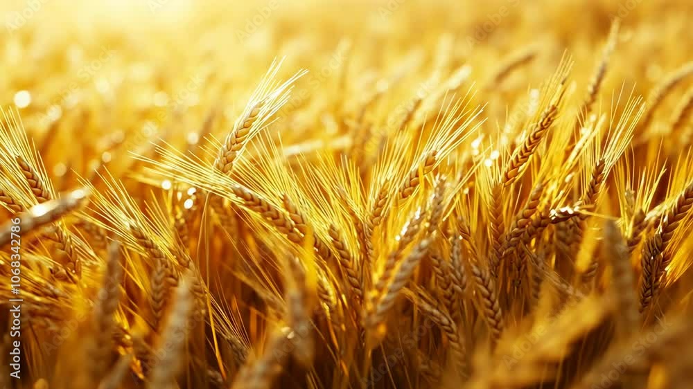 A field of wheat sways gently in the warm sunlight A field of wheat sways gently in the warm sunlight