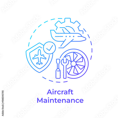 Aircraft maintenance blue gradient concept icon. Safety regulation, reliability. Engineering, technology. Round shape line illustration. Abstract idea. Graphic design. Easy to use in infographic