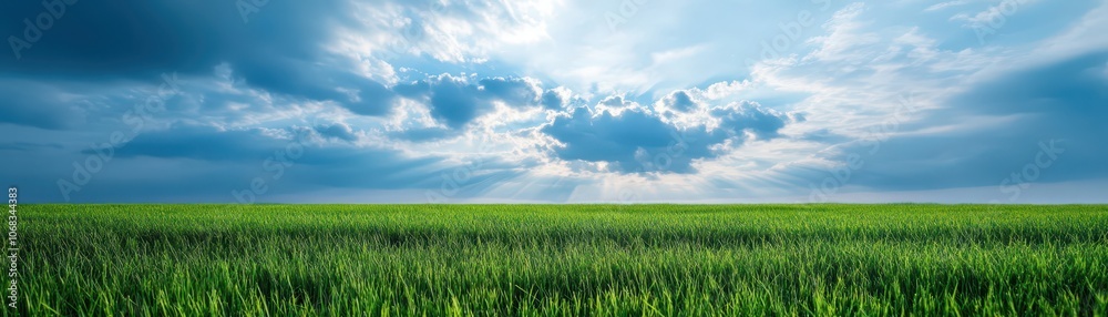 Expansive grassy plains stretch beneath a dramatic cloudy sky, evoking a sense of tranquility and nature's beauty. Expansive grassy plains stretch beneath a dramatic cloudy sky, evoking a sense of tranquility and nature's beauty.