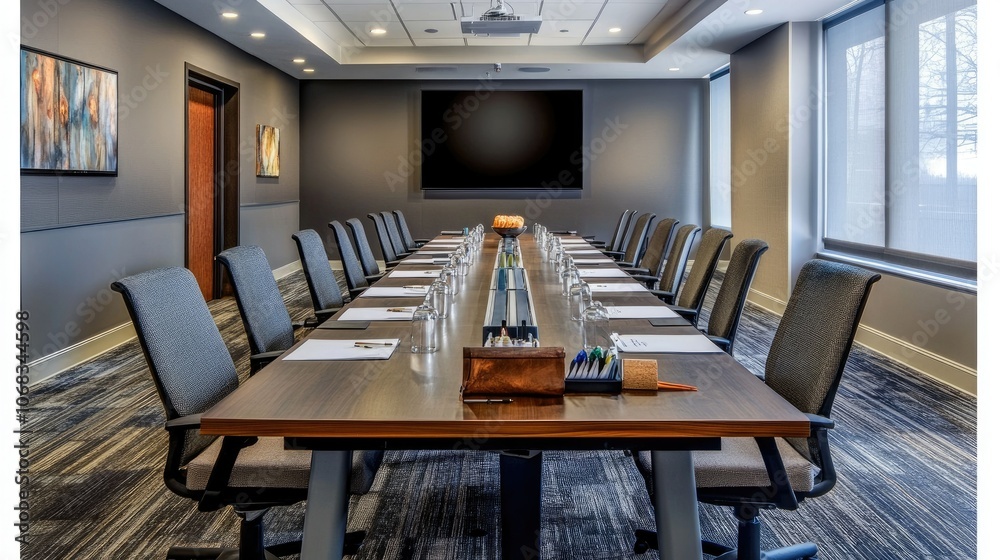 Fototapeta premium Modern Conference Room Setup for Business Meetings
